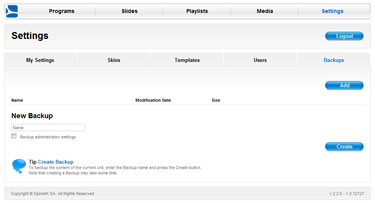 Gestione backup - Fusion SpinetiX
